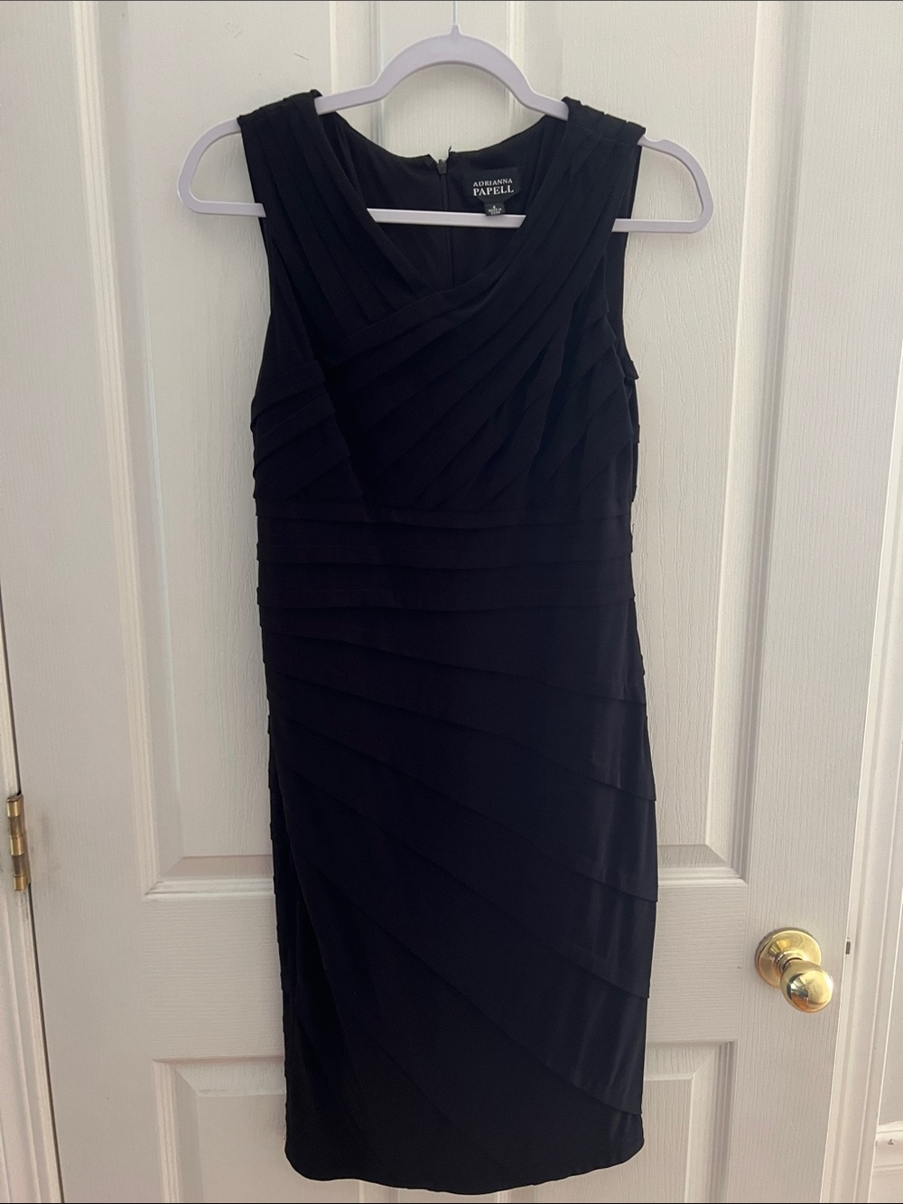 Adrianna Papell Black Layered V-Neck Midi Dress